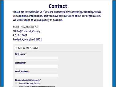 SHIP - Contact Page