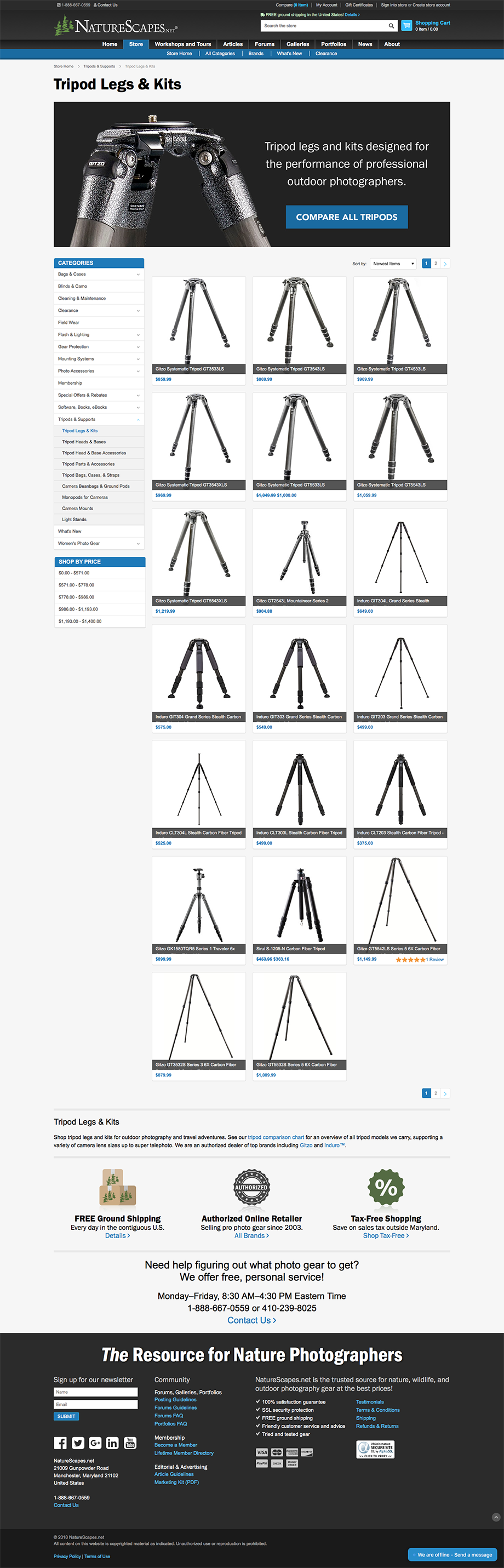 NatureScapes Store Subcategory Landing Page